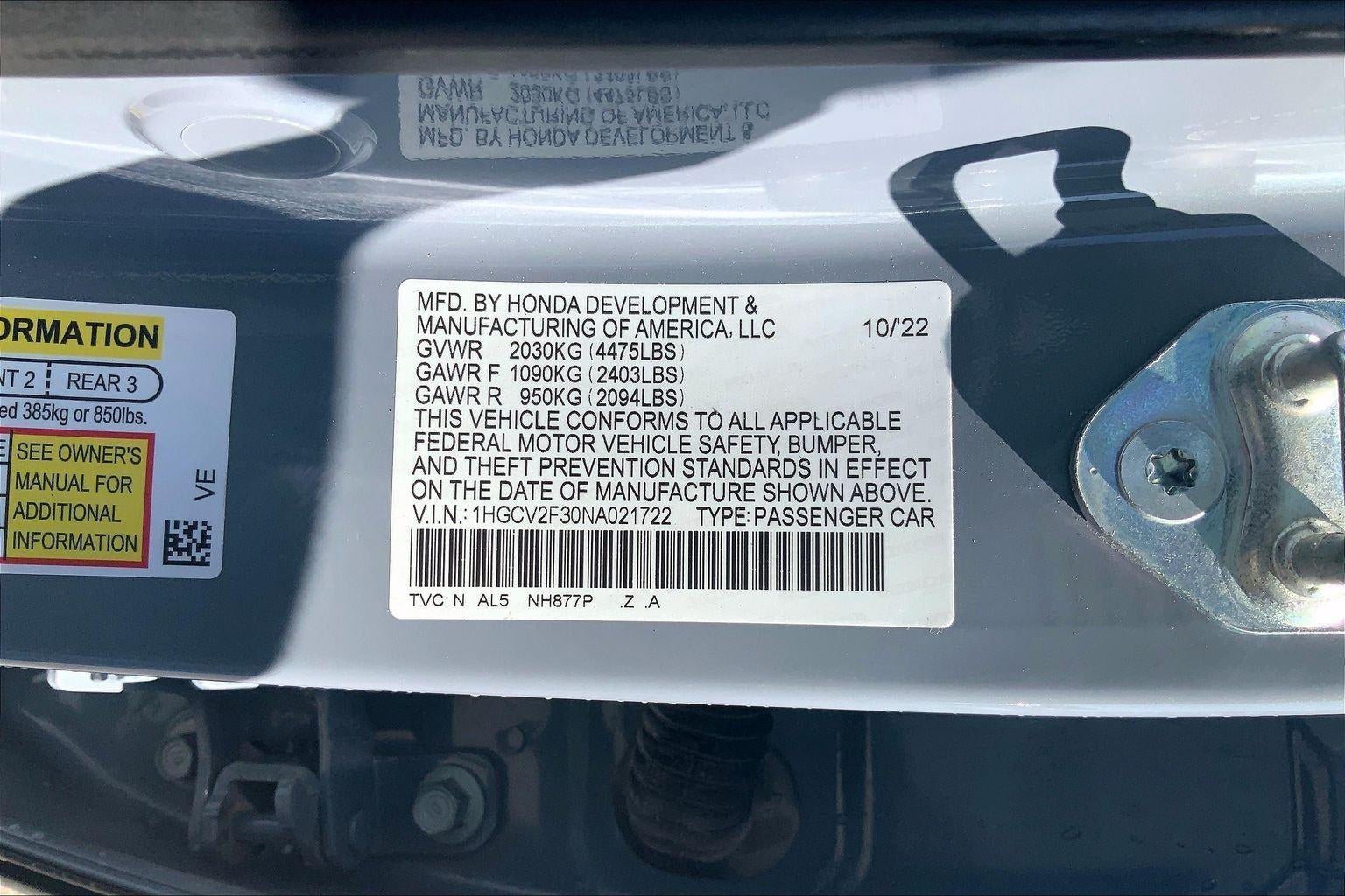 2022 Honda Accord Sedan Sport