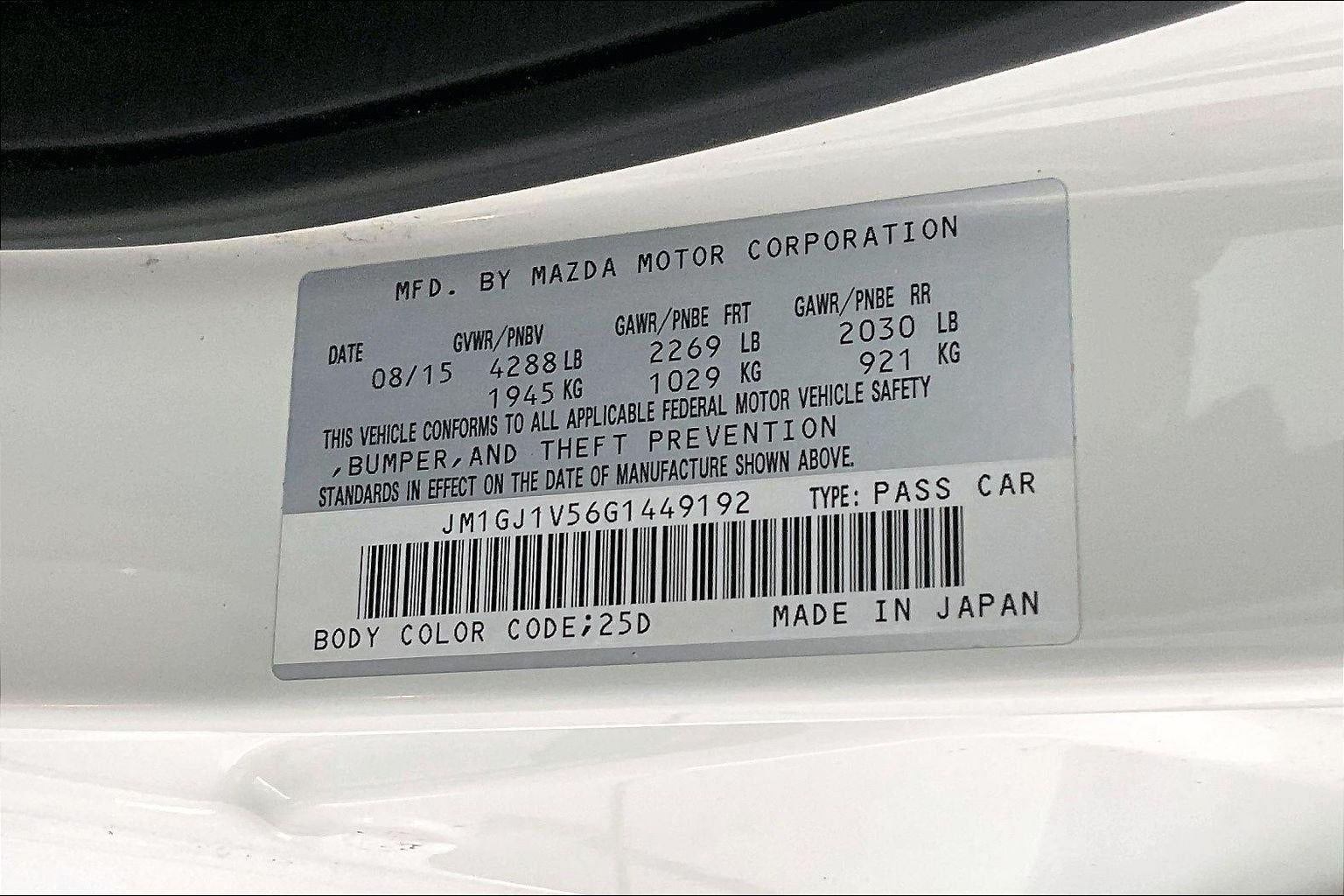 2016 Mazda MAZDA6 I TOURING