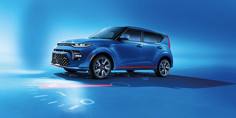 Pre-owned Kia Soul 2023 parked outdoors showing its distinctive boxy hatchback silhouette