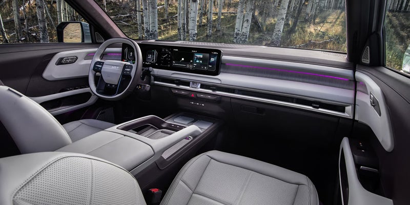 2027 Kia Telluride interior showing dual panoramic displays and SynTex seating