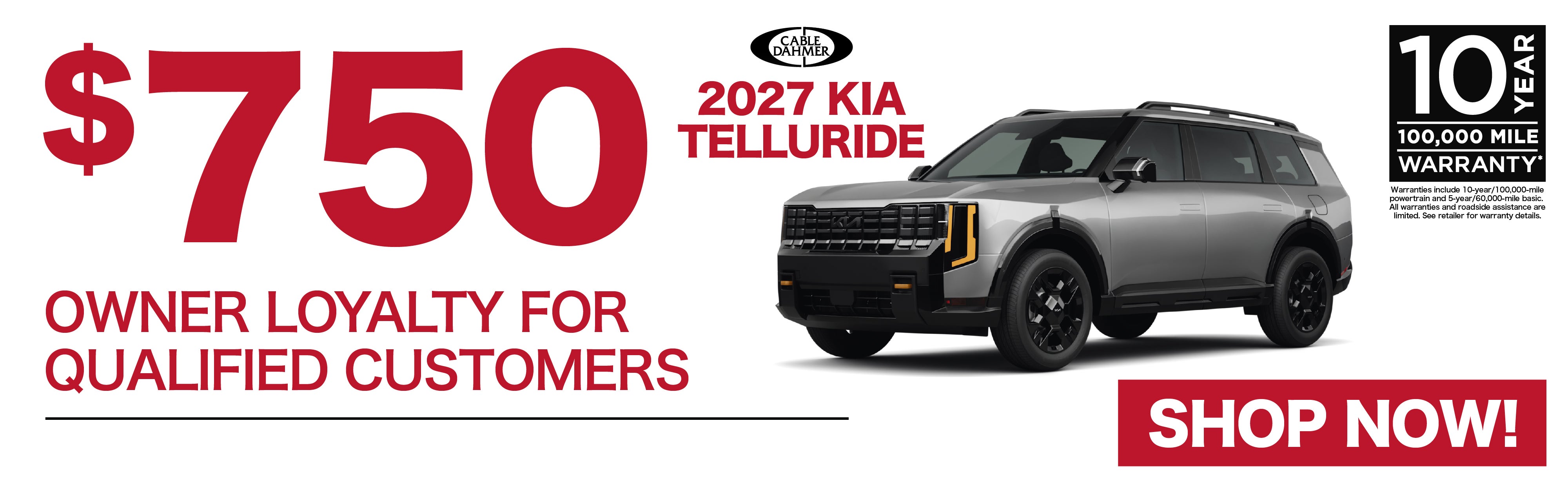 2027 Kia Telluride 750 Owner Loyalty For Qualified Customers